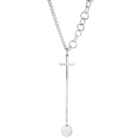 Ogrlica Circle Cross KP24090, srebrna