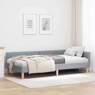 Kutni okvir kreveta s uzglavljem 90 x 200 cm, svjetlosivi