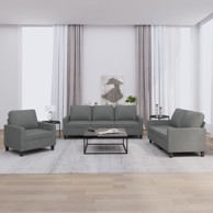 3-dijelni set sofa s jastucima tamnosivi od tkanine