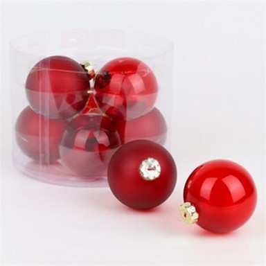 Staklene kuglice 8cm, 8 kom, bordo