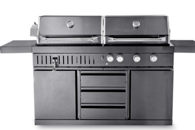 Roštilj na plin i ugljen, inox, crni, 7929