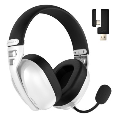 HATOR Bežične gaming slušalice Hyperpunk 3, USB-C/USB-A, Bluetooth, bijele