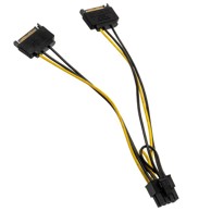 AKASA Adapter kabel 2x 15-Pin-SATA na 1x 6+2-Pin-PCIe, AK-CBPW19-15