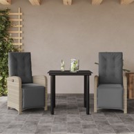 3-dijelni bistro set s jastucima od poliratana, svjetlosivi