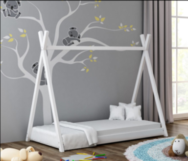 Drveni dječji krevet Tipi, 190x90 cm, bijeli