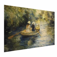Plakat Prelazak čamcem, slika dviju žena u čamcu na rijeci, 30x21 cm