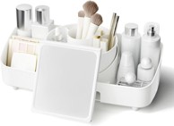 NIKCORP Organizator za šminku, rotirajući 360°, s ogledalom, kremasto bijela boja