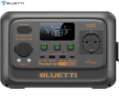 BLUETTI Prijenosna stanica za punjenje Premium 30 V2 600 W, baterija 288 Wh, BMS sustav, crna