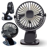 Mini USB ventilator s kopčom, stolni, crni