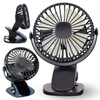 Mini USB ventilator s kopčom, stolni, crni