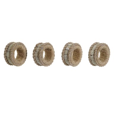 DKD HOME DECOR Prsten za salvete, prirodno juta smola aluminij, 6 x 3 x 6 cm