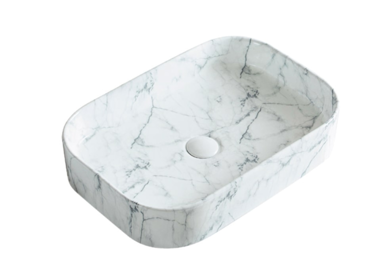 S6 STEKLARSTVO ŠEST Umivaonik S6WS1 55x38x11 cm, bijeli mramor