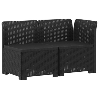Vrtna sofa, dvosjedna, izgled ratana, PP, antracit