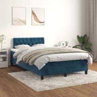 Box Spring krevet s madracem, tamnoplavi, 120 x 200 cm, baršun