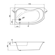 AQUAART Kada Elegant ugradbena akrilna 170 l 1700x900x445 cm