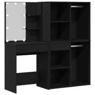 Toaletni stolić s LED rasvjetom i 2 ormara konstruirano drvo, crni hrast