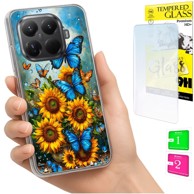 Maskica za Xiaomi 15T Pro, s foto tiskom, s leptirima, sa zaštitnim staklom 9H