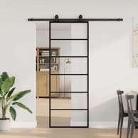 Klizna vrata s priborom od ESG stakla 76x205 cm crna