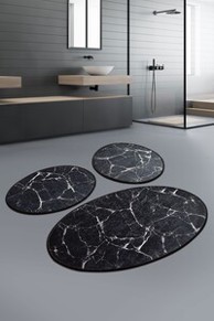 Kupaonski set tepiha Marblel 50x60cm, 50x60cm i 60x100cm, 3/1, crni