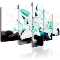 Slika Turquoise lilies and stones 200x100