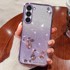 Maska za Samsung Galaxy S23, cvijet s svjetlucavim efektom, ljubičasta