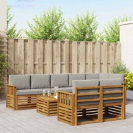 Set sofa, 9 kom, čvrsto drvo akacije, prirodna i svijetlosiva