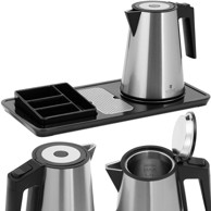ROYAL CATERING Hotelski set dobrodošlice s električnim kuhalom 1,2 L 1800 W, srebrni