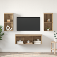 Set TV stalka s policom zidni, 3 kom, 37 x 37 x 107 cm, hrast artisan