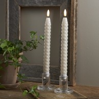 STAR TRADING Set od 2 bež voštane LED svijeće Flamme Swirl Antique, visina 25 cm