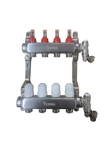 TERMA Podno razdjelnik Plus, s mjeračima protoka, 4 kruga