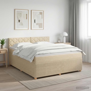 Boxspring krevet s madracem 140 x 200 cm, tkanina, krem