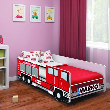 ACMA Dječji krevet Vatrogasci s imenom, 160×80 cm