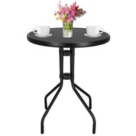 SPRINGOS Stol, vrtni, metalni, okrugli, 60 cm, crni