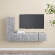3-dijelni set TV ormarića siva boja betona konstruirano drvo