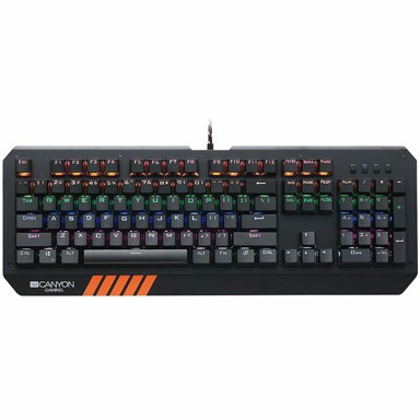 CANYON Gaming tipkovnica, žična, multimedijska, osvjetljenje rainbow LED, 108 tipki, EN layout, duljina kabela 1.8 m