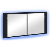 LED ogledalo ormarić 100 x 12 x 45 cm, crni hrast, ugrađeno drvo