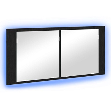 LED ogledalo ormarić 100 x 12 x 45 cm, crni hrast, ugrađeno drvo