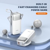 LDNIO Power bank, 30000mAh, 22,5W, 5V, 3A, 2 porta (2A), 2 kabela (1C1L), PQ30