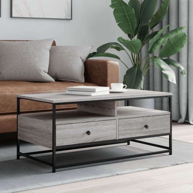 Stolić za kavu siva boja hrasta 100 x 51 x 45 cm konstruirano drvo sivi hrast sonoma