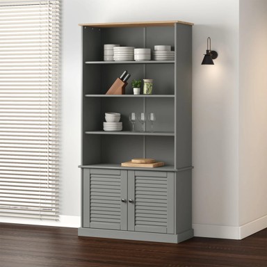 Regal za knjige VIGO sivi 85 x 35 x 170 cm od masivne borovine