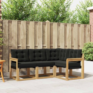 Set vanjskih sofa s jastucima, 4 kom, bijela i crna