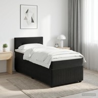 Boxspring krevet s madracem 100 x 200 cm od baršuna, crni
