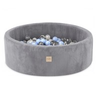 PLUSH NEST Bazen s 200 loptica, 90x30 cm, svijetlo sivi