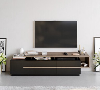 Stalak za televizor, Pia - crn, Walnut