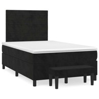Box Spring krevet s madracem, crni, 120 x 190 cm, baršun, vodoravne pruge