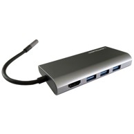 LC POWER USB hub MULTI-5, USB-C, 3x USB-A, 1x USB-C, 1x HDMI, 1x RJ45, 1x SD/microSD, sivi