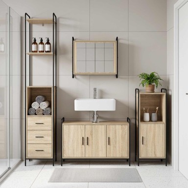 Set kupaonskih ormarića 3 kom. 40 x 36 x 181 cm, sonoma hrast