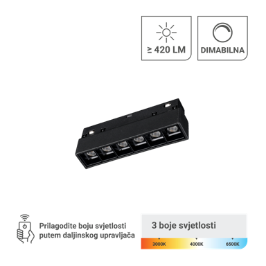 GREEN TECH LED magnetna svjetiljka MT02-20-6W-3CCT, 6 W, 3CCT, crna