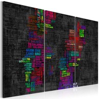 Slika Map of Sweden (colored names of cities) triptych 60x40