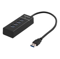 DELTACO USB hub 3.0, 4x USB-A, aluminijski, crni 